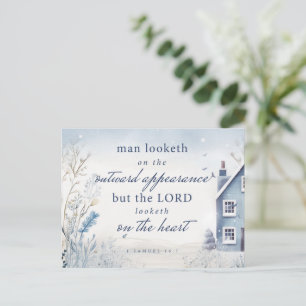 Carte Postale Bible Verse 1 Samuel 16:7 Aquarelle bleue