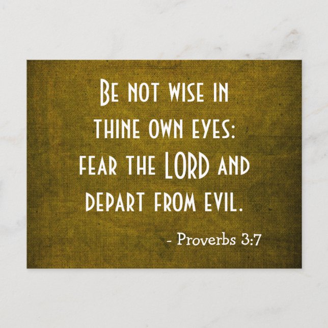 Carte Postale Bible Verse - Chrétien - Proverbes 3:7 (Devant)