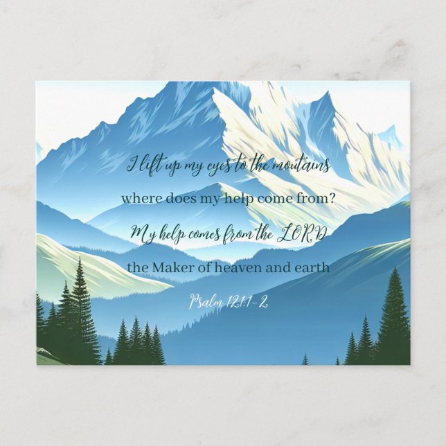 Carte Postale Bible Verse Psaume 121:1-2 (Devant)