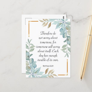 Carte Postale Bible verset vert écriture couronne