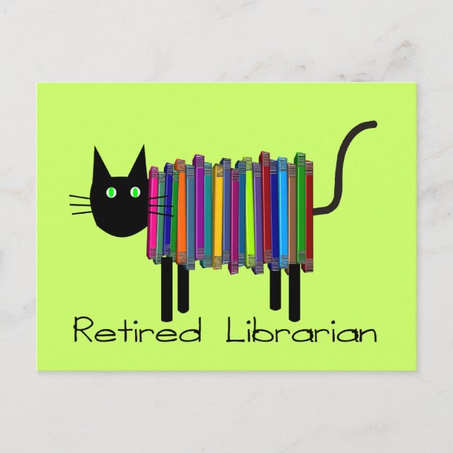 Carte Postale Bibliothécaire à la retraite Livre Cadeaux de chat (Devant)