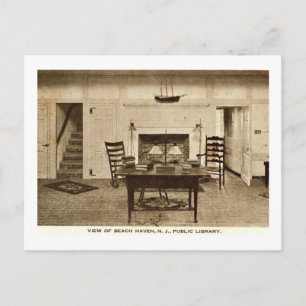 Carte Postale Bibliothèque, Beach Haven, NJ Vintage
