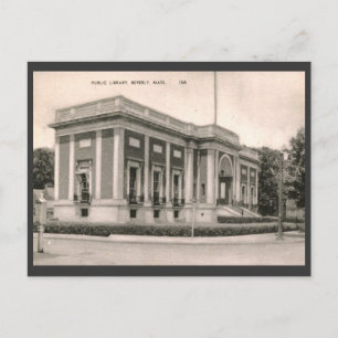 Carte Postale Bibliothèque, Beverly, MA Vintage