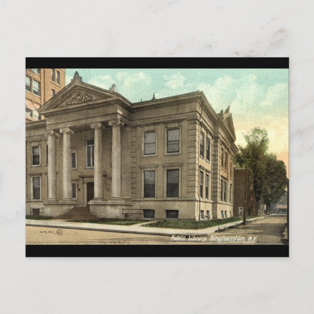 Carte Postale Bibliothèque, Binghamton NY Vintage 1909 (Devant)