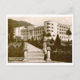 Carte Postale Bibliothèque, Bogota, Colombie Vintage