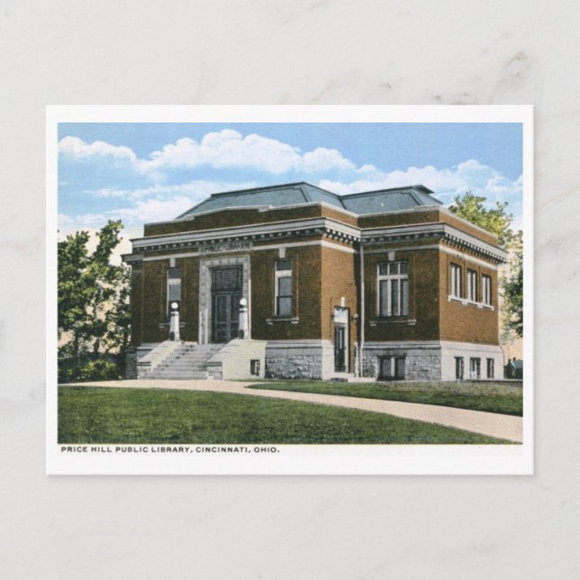 Carte Postale Bibliothèque, Cincinnati, Ohio Vintage (Devant)