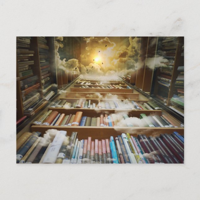 Carte Postale Bibliothèque dans le ciel (Devant)