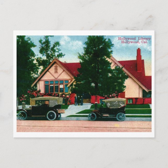Carte Postale Bibliothèque, Hollywood, CA Vintage (Devant)