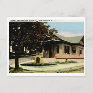 Carte Postale Bibliothèque, Marlborough, NY Vintage