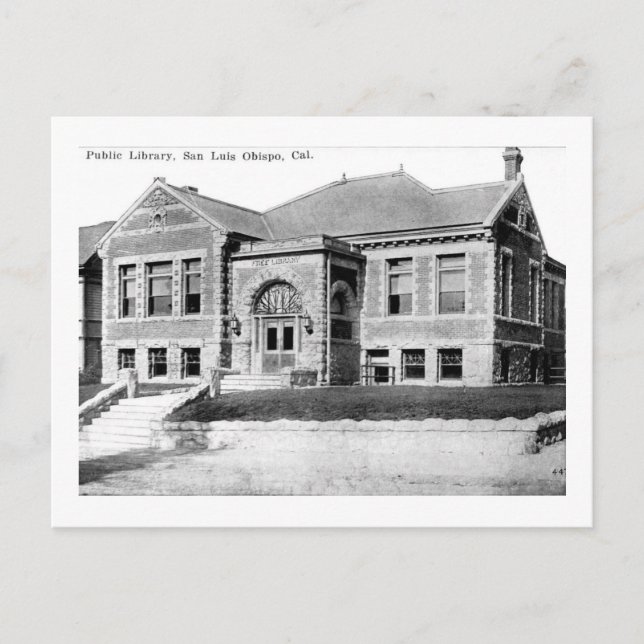 Carte Postale Bibliothèque publique, San Luis Obispo, Californie (Devant)