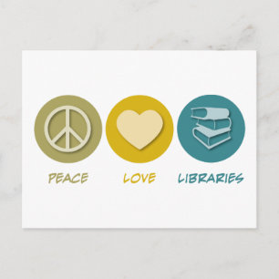 Carte Postale Bibliothèques Peace Love