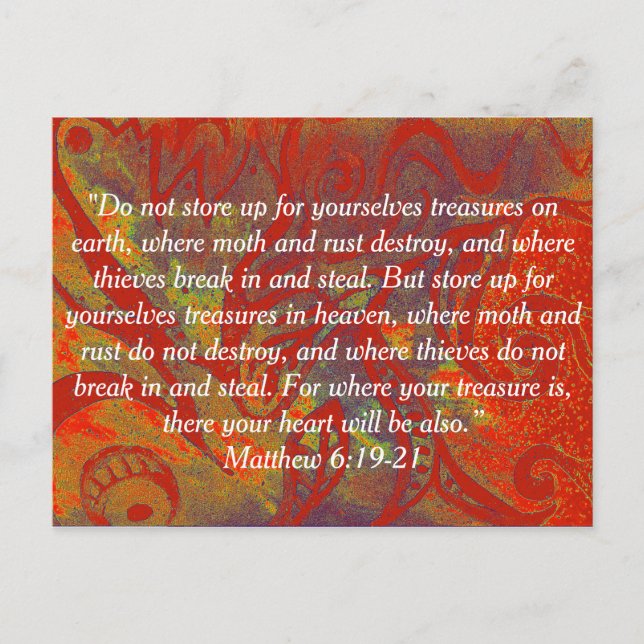 Carte postale biblique Matthieu 6:19-21 | Rouille  (Devant)