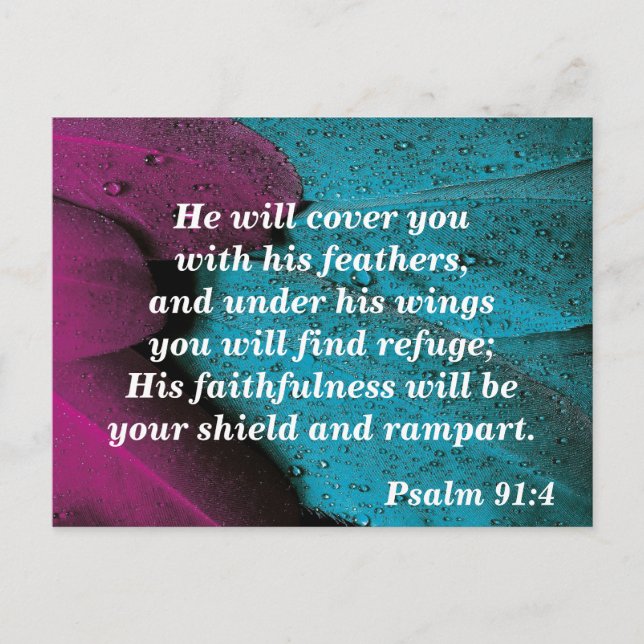 Carte postale biblique Psaume 91:4 Refuge (Devant)