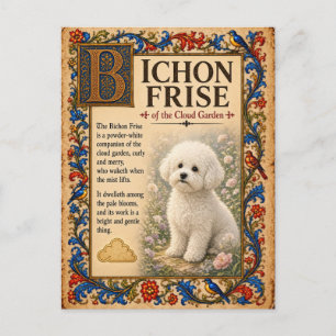 Carte Postale Bichon Frise, Art du Bestiaire Médiéval