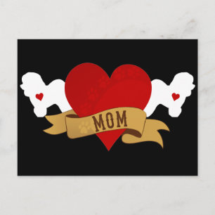 Carte Postale Bichon Frise Maman [style tatouage]