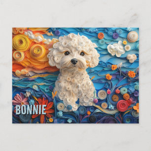 Carte Postale Bichon Frise Papier Quitter Art Chien Portrait