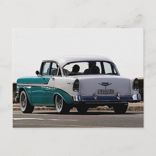 Carte postale bicolore turquoise Cuba (Devant)