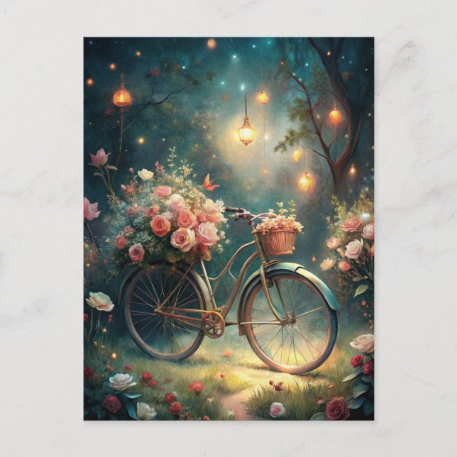 Carte Postale Bicycle and Flowers (Devant)