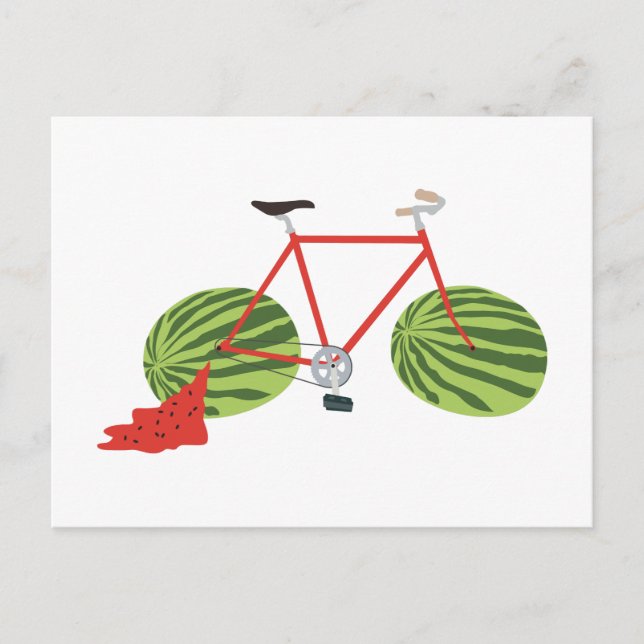 Carte Postale Bicyclette amusante avec Roues de pastèque (Devant)