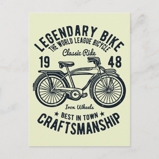 Carte Postale Bicyclette classique Conception légendaire de vélo (Devant)
