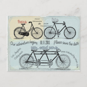 Carte Postale Bicyclette construite pour deux se mariant