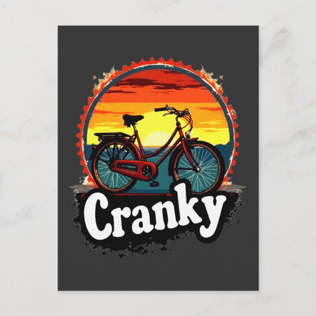 Carte Postale Bicyclette Cranky Sunset Tee - Energiez Votre Voya (Devant)