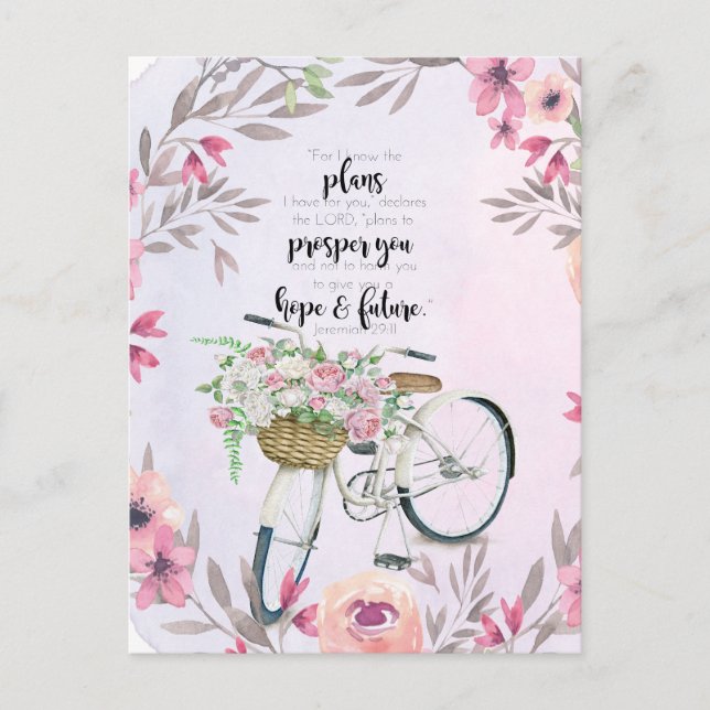 Carte Postale Bicyclette inspirée de 29:11 de Jérémie (Devant)