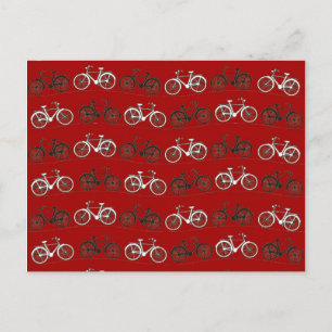 Carte Postale Bicyclettes Vintage Noir Rouge Vélos Cyclisme