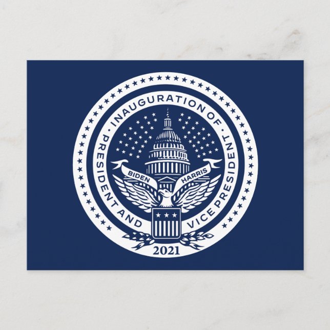 Carte Postale Biden Harris Logo Inaugural Jour d'Inauguration Bl (Devant)
