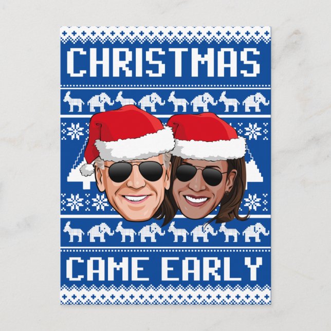 CARTE POSTALE BIDEN HARRIS : NOËL EST VENU TÔT (Devant)