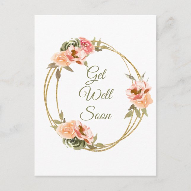Carte Postale Bien Bientôt Floral Aquarelle Wreath (Devant)