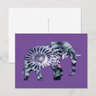 Carte Postale Bien-être animal - Silhouette d'éléphant Fractale 