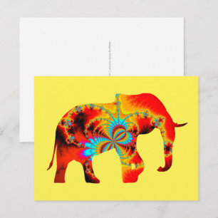 Carte Postale Bien-être animal - Silhouette d'éléphant Fractale