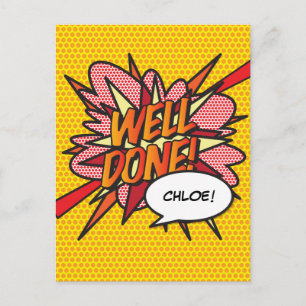Carte Postale BIEN FAIT Fun Retro Bande Dessinée Pop Art
