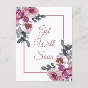 Carte Postale Bien Se Bien Bientôt Aquarelle Rose Florale