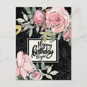 Carte Postale Bienheureuse Bible Verse Fleurs roses