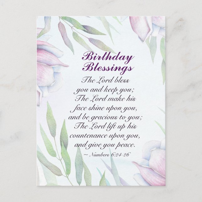 Carte Postale Bienheureux Anniversaire Numéros 6:24-26 Bénédicti (Devant)