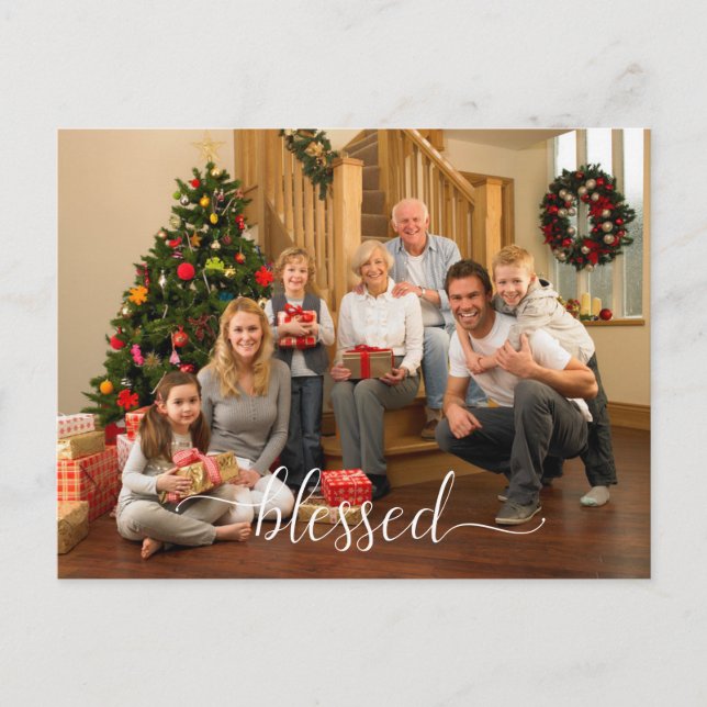 Carte Postale Bienheureux Photo de famille Noël (Devant)