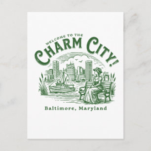 Carte Postale Bienvenue à Charm City Baltimore Ville Maryland