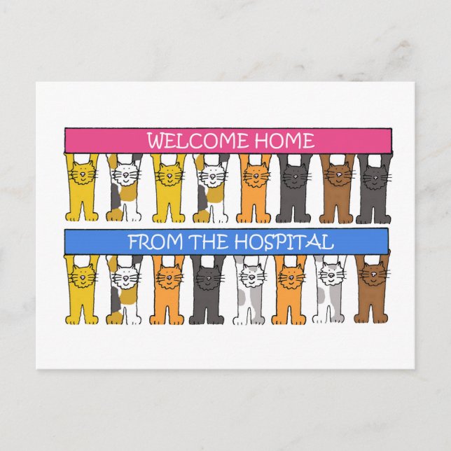 Carte Postale Bienvenue à la maison des chats-caricatures de l'h (Devant)