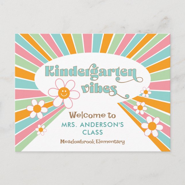 Carte Postale Bienvenue à l'école maternelle les années 70 rétro (Devant)