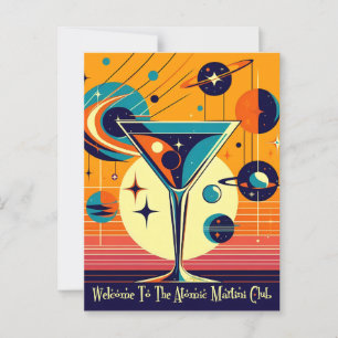 Carte Postale Bienvenue à l'ère spatiale au club Atomic Martini