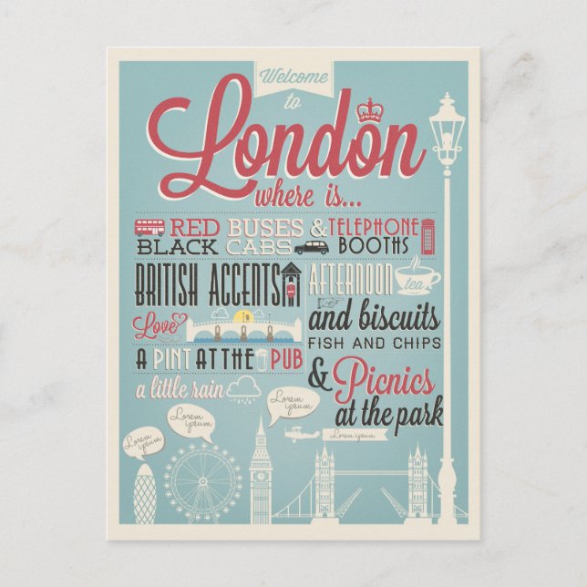 Carte Postale Bienvenue à Londres (Devant)