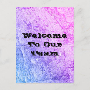 Carte Postale Bienvenue À Notre Équipe Marbled Blue Rose Office