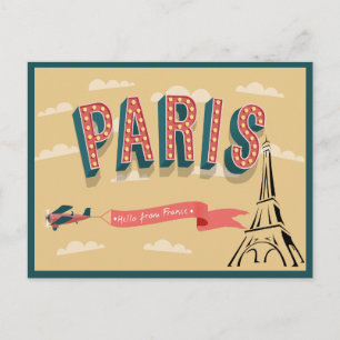 Carte Postale Bienvenue à Paris Vintage