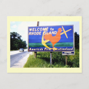 Carte Postale Bienvenue à Rhode Island, Road Sign 1956 Vintage