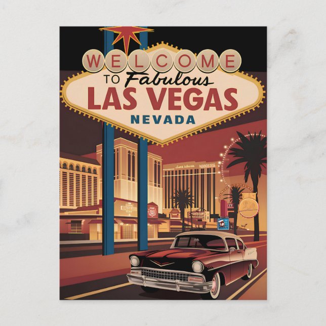 Carte Postale Bienvenue au fabuleux Las Vegas Nevada (Devant)
