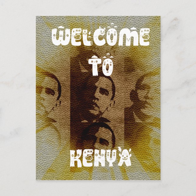 Carte Postale Bienvenue au Kenya avec Obama Collage (Devant)