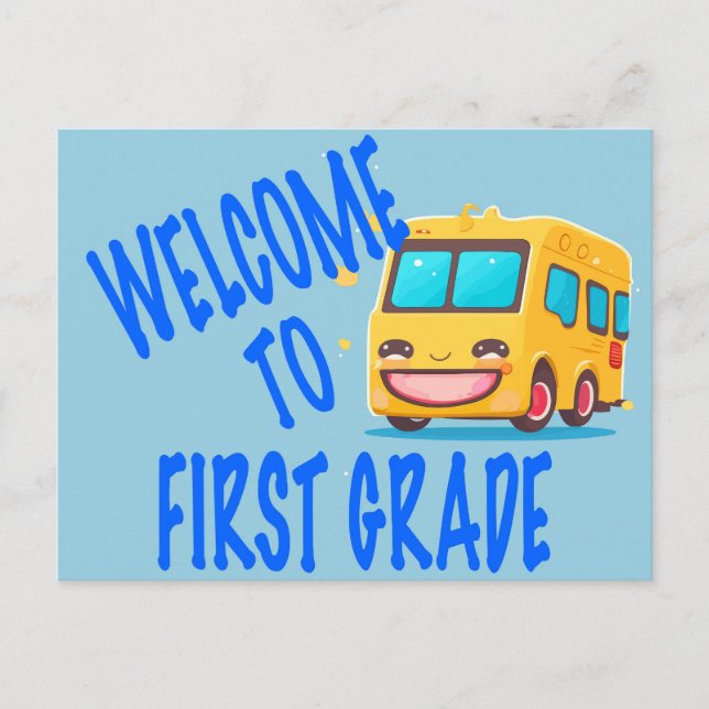 Carte Postale Bienvenue dans l'autobus de première qualité (Devant)