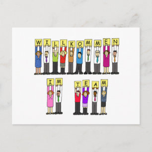 Carte Postale Bienvenue dans l'équipe en allemand